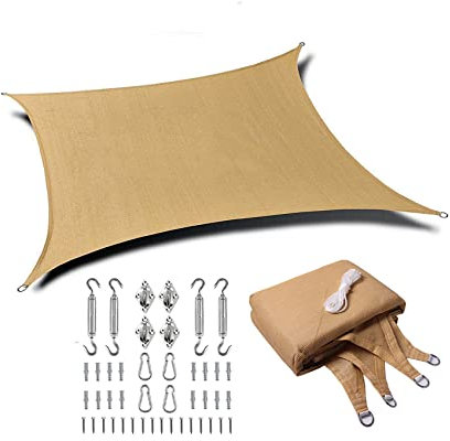 Sun Shade Sail, Rectangle Awning with Stainless Steel Hardware, 95% UV Block Canopy, Perfect for Outdoor (3x5m)