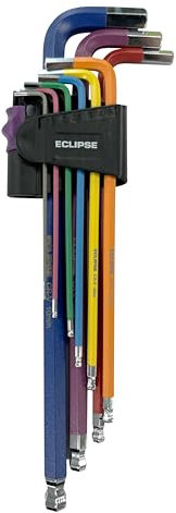 Eclipse Professional Tools EHK9PS-L Juego de 9 llaves hexagonales extra largas de colores codificados