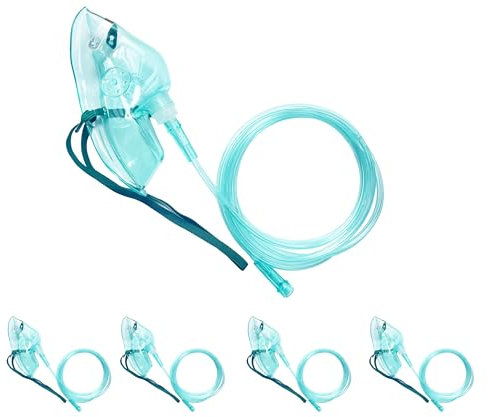 Maschera per ossigeno standard europeo per adulti con tubo da 18 cm e cinturino elastico regolabile - 3 confezioni - taglia L+