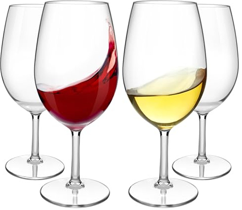 HAHASHOW Bicchiere da Vino Bianco, Tritan-Plastica Divino Calici vino rosso 640ml per campeggio festa, Adatto alla Lavastoviglie, Set di 4