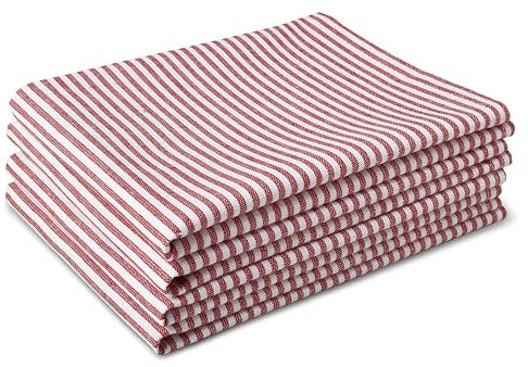 Encasa XO Küchentücher X-Large 70x45 cm (4er-Set) Antibakterielles Finish, Baumwolle, saugfähig zum Reinigen und schnellen Trocknen von Tellern - Tickt rot