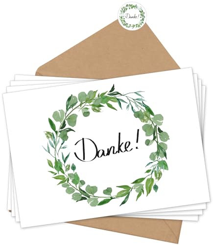 20 Stück Dankeskarten mit Umschlägen und Sticker, Danke Karte für Hochzeit Taufe, 20er Danke Karten Set (14 * 10cm)