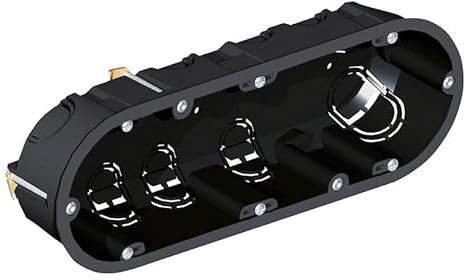 caja empotrable de placa de yeso para 3 elementos, ideal para instalaciones eléctricas y de iluminación en paredes interiores.