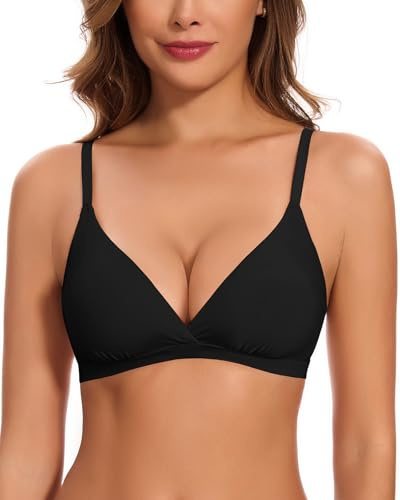 WOWENY Sujetador Triangular para Mujer, Sexy, sin Aros, con Relleno y sin Costuras, Tipo Camiseta, Bustier Suave, Cuello en V y Extensor