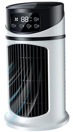 Mini Portable Air Conditioner, personliga luftkonditioneringsapparater, 9,5 '' Tall Small Tower Fan 6 hastigheter bärbar AC med 300 ml vattenbehållare