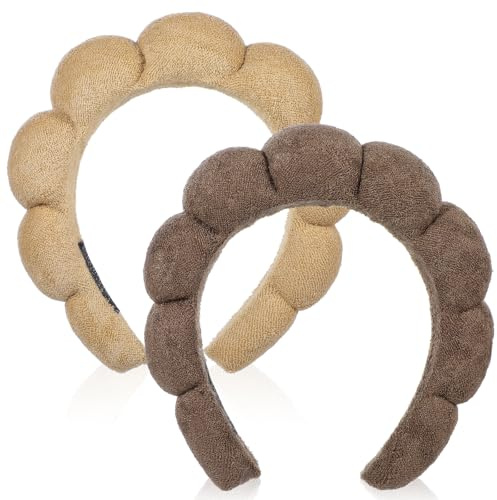 YUXIANLB Diadema de spa para mujer, juego de 2 diademas de esponja para lavarse la cara, accesorio para cuidado de la piel y maquillaje