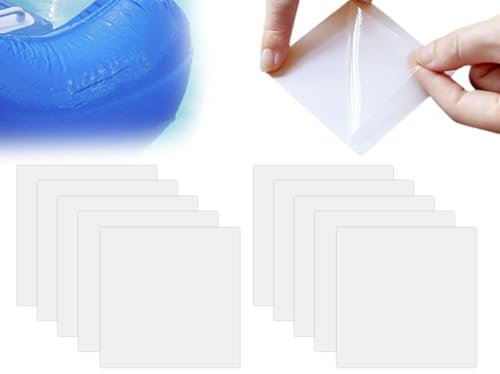 AOYEGIC 10 Stück Pool Reparaturset,selbstklebend wasserdicht Flicken,TPU Reparaturflicken,transparenter Poolflicken,für Wasserbett Luftmatratze Aufblasbarer Schwimmring Aufblasartikel(10 * 10 cm)