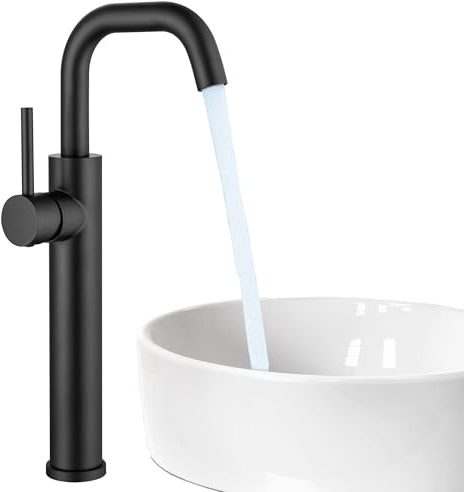 LIWEIKE Wasserhahn Bad Schwarz, waschtischarmatur hoch 360° Drehbar einhebelmischer waschbecken mit 2 Sprühmodi wasserhahn waschbecken bad, Edelstahl