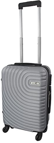Daniel James Cabin Suitcase - 18” or 20” Lightweight Carry On Hand Luggage with 4 Spinner Wheels - Airline Approved Hard Shell ABS Trolley Case Bag with Combination Lock (Silver, 18-INCH)