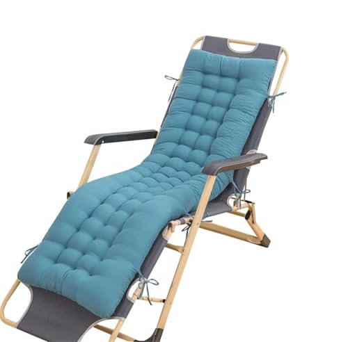 MAQDDO Deckchair Cushion Long Cushion Recliner Chair Cushion Replacement Thicken Cushion Long Chair Couch Seat Cushion Pads Garden Lounger Mat For Indoor Outdoor(Blue,48x155x8cm)
