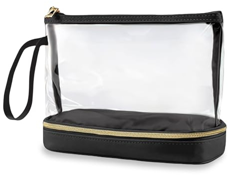 Aucuu Neceser de Aseo Transparente, Bolsas Portátil de Maquillaje de PVC, Bolsa Transparentes para avión, Cosmético Organizador Mujer Impermeables para Viajes, Almacenamiento, Baño