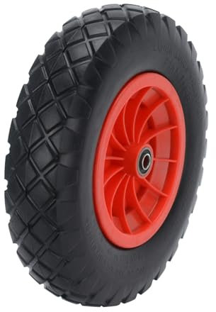 CROWNSHOP 1 x 16 Wheelbarrow Wheel Black Solid Replacement Wheelbarrow Wheel 4.80/4.00-8 Trolley Wheels Replaceable for Garden Trailer Wheelbarrows Truck (1)