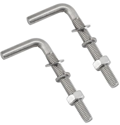 (2 Piezas) Juegos de Pernos Roscados en Forma de L M10x200mm de Acero Inoxidable 304, Pernos de Anclaje de Fundación, Tornillos Cuadrados, Ganchos para Colgar