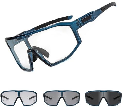 Suertree Photochromique Lunette de Cyclisme Vélo Homme Femme Sport Transparente Lentilles VTT UV400 Course à pied Conduite Pêche Golf Randonnée