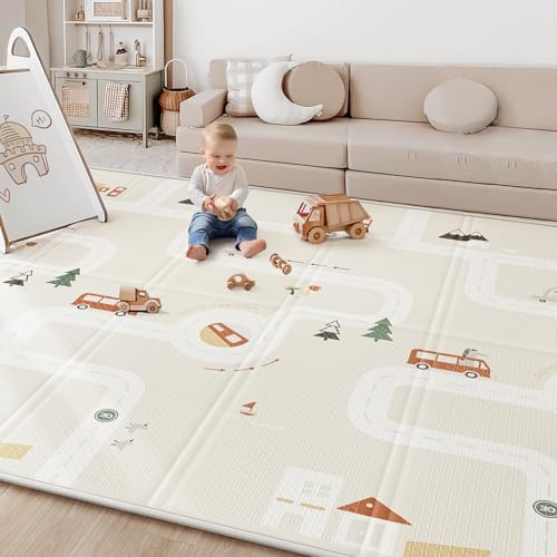 BG-BABYGO Krabbelmatte Baby & Spielmatte für Babys– 147 * 177 * 1CM Spielmatte Baby Faltbar, wasserdichte Babymatte für Neugeborene und Krabbelkinder – Weiche Schaumstoffmatte als Spielteppich