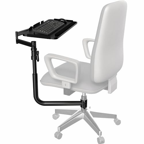VIVO Mount-KB18CP - Bandeja para teclado y mouse montada en silla de oficina, inclinación ergonómica, rotación de 360 grados, color negro, MOUNT-KB18CP