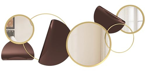 HOMCOM Specchio da Parete con Decorazione 3D in Metallo, Specchio Moderno per Camera da Letto, Salotto e Ingresso, 101x41.5 cm, Oro