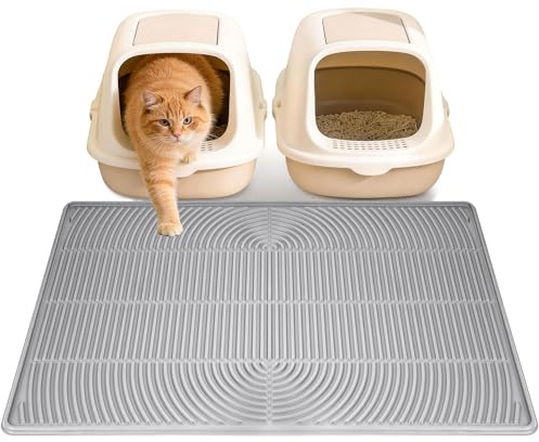 Silicone Cat Litter Mat, 40 x 28 (101x71cm) Waterproof Extra Large Cat Litter Trapping Mat with Raised Edge for Scatter Control, Soft on Kitty Paws, Non-Sip, Easy to Clean