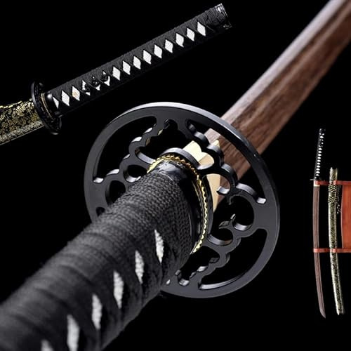 HJHUUA Épée de samouraï en Bois avec Gaine,Lame en Bois de Rose Naturel,Katana en Bois Fait à la Main pour Accessoires,Cosplay,Arts Martiaux,Kendo,Affichage,Cadeau,décoration