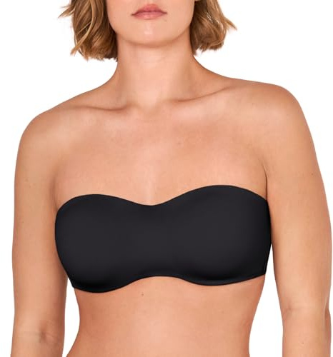 DELIMIRA Women's Strapless Bra Minimizer Seamless Underwire Unlined Bandeau for Big Bust Black 38DD