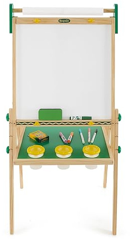 Crayola Wooden Art Easel for Kids, 2-in-1 Dry Erase Board & Chalkboard, Gifts for Toddlers, Ages 3, 4, 5