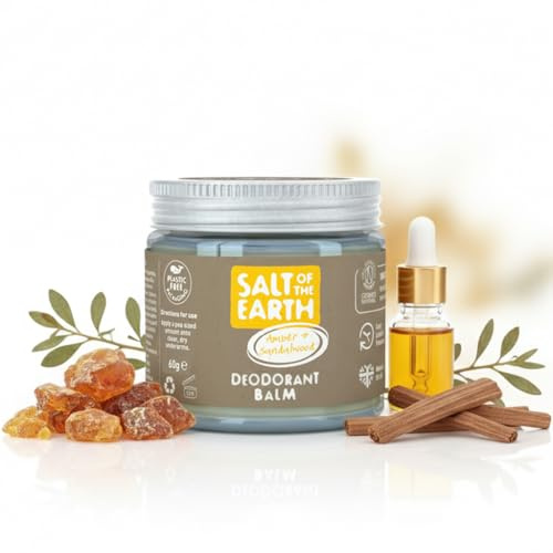 Salt of the Earth - Natural Vegan Deodorant Balm; Long Lasting Protection - Amber & Sandalwood - 60g
