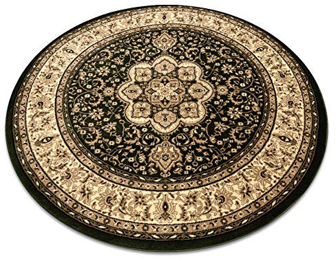 rugsx Tapis Royal Classique, Traditionnel, pour la Chambre, Le Salon, la Chambre à Coucher, de Haute qualité Vert, Cercle 120 cm