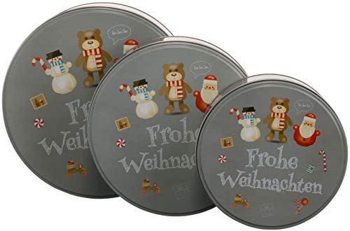 Brandsseller 3er Set Keksdose Plätzchendose Gebäckdose Metall | Frohe Weihnachten