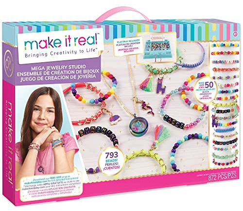 Make It Real 2901515 Mega Schmuckset, DIY, Bastelset Schmuckdesign, Ketten und Armbänder selbst basteln, Kreativ-Kit für Kinder