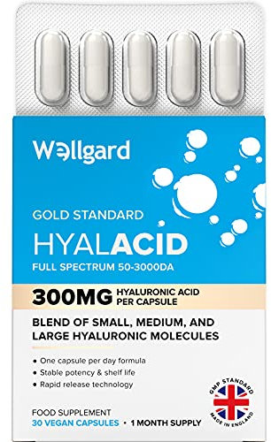 Wellgard Vegan Hyaluronic Acid Supplements, 50 to 3000 DA - Hyaluronic Acid Capsules, Made in UK