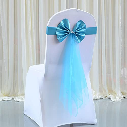 LUMoony 10 fasce colorate in raso per sedia da matrimonio, fasce per sedia con fiocco, fasce elastiche in raso per sedie, fiocchi in raso per sedie, coprisedia, fasce per sedia in organza
