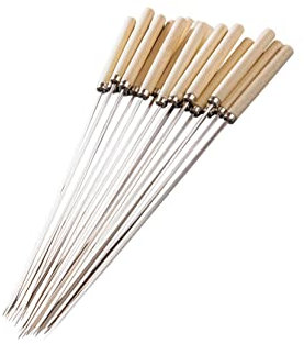 Brochettes en Acier Inoxydable avec Poignée en Bois 15 Pièces Brochettes à Viande Légumes Brochettes pour Barbecue 35 cm Pic Brochette Metal
