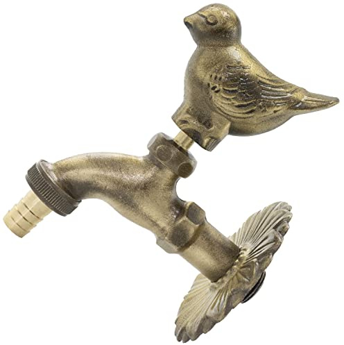 AERZETIX - Cannelle Murale Robinet d'Évier 1/2'' Pigeon à Manette Antique Rétro Décorative - Fontaine Ornement Salle de Bain Vintage Robinetterie Jardin - en Laiton Vieilli