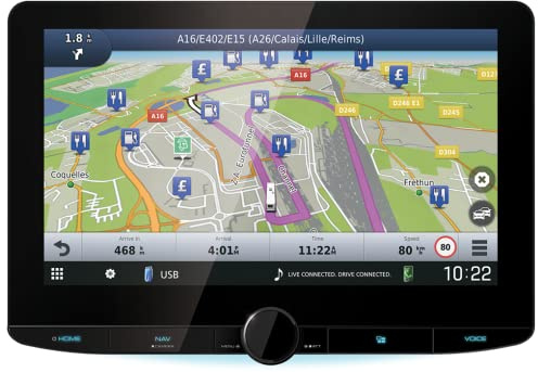 Sistema de navegación/Receptor Multimedia AV Digital con Wi-Fi Intergrado, Pantalla HD de 10,1 Pulgadas, Conexiones inalámbricas para Smartphones y Radio Digital Dab+ - KENWOOD DNR992RVS