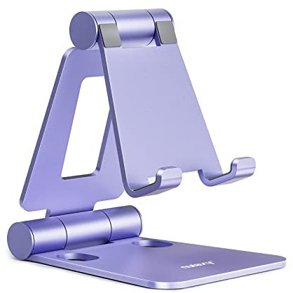 Nulaxy Adjustable Phone Stand for Desk, Foldable Mobile Phone Holder Dock Compatible with iPhone 16 15 14 13 12 11 Pro Max Xs Xr X 8, HUAWEI, Galaxy, All Smartphones - Purple