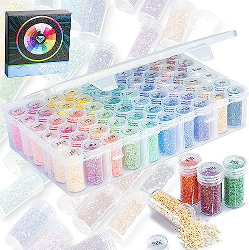 60 Farben AB Diamond Painting eckige Steine mit Diamond Painting Aufbewahrungsbox, 5D Diamond Painting Zubehör, 90.000 Stück Diamonds mit Diamond Painting Sticker und Diamond Painting Box