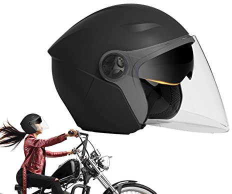 Anloximt Motorradhelme für Damen, Vintage Jethelme mit Sonnenblende, Atmungsaktiver halber Motorradhelm für ATV Scooter Moped Street Cruiser