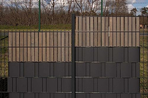 wodewa Tiras de protección visual de madera sostenible, 10 x 39,4 cm x 4,2 cm, incluye clips, color gris accoya, resistente a la intemperie, fácil de limpiar, montaje fácil, valla de privacidad para