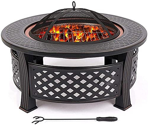 Foyer extérieur avec étagère de Barbecue, brasero en métal, Chauffage de Patio de Jardin/Barbecue/Bol de feu de Fosse à Glace pour Jardin et Patio extérieur