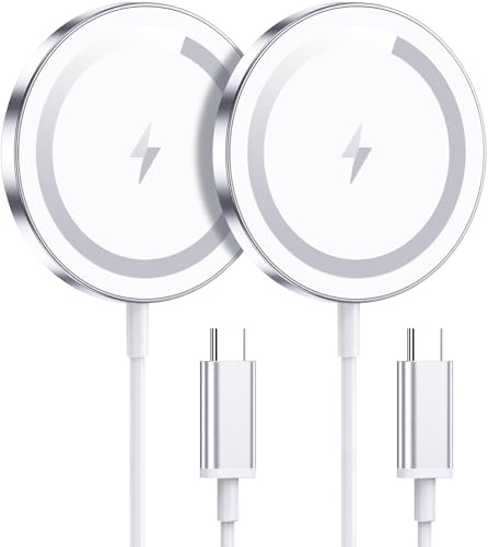 for Apple Mag-Safe Charger 2 Pack, Magnetic Wireless Charger, Silver