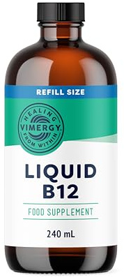 Vimergy Vitamina B liquida 12 – 240 mL – Vitamina liquida B12 vegana – Supporta l'energia cerebrale e il sistema nervoso – Senza zucchero raffinato – Senza glutine Non OGM Keto/Paleo Friendly