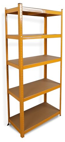 DIVCHI 5 Tier Storage Rack Heavy Duty Shelving Aluminium Garage Shelves Shed Storage Racking Shelf For Warehouse Workshop & Office (Yellow, Pack of 1) Up to Maximum 175 kg Per Shelf