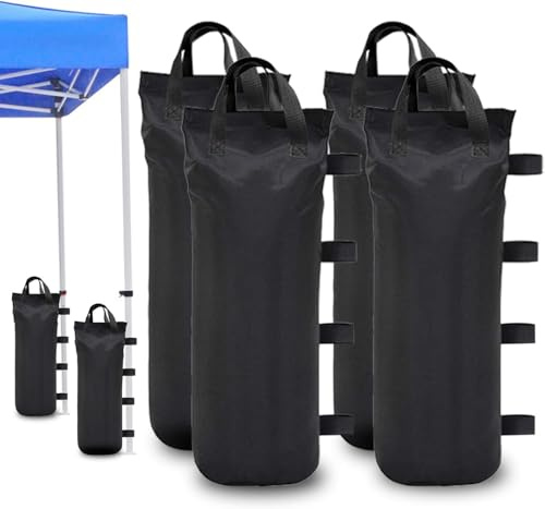 Gazebo Lot de 4 Sacs de Poids pour tonnelle - Sacs de Sable de Haute qualité - Pieds Robustes et instantanés - Pieds pondérés - Noir