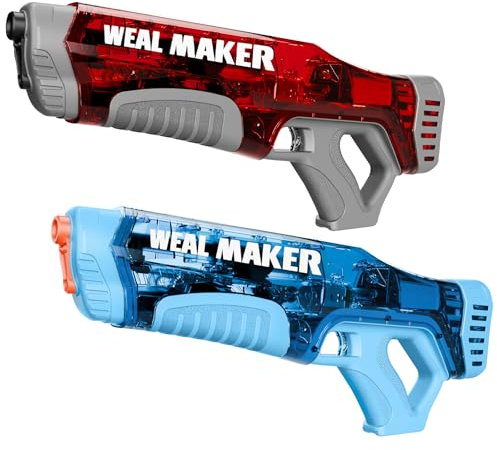 Artcool Elektrische Wasserpistole,Schnelle Automatische Saugkraft,220+ kontinuierliche Wasserpistole,Reichweite 7-9M,Leistungsstarke und wasserdichte Wasserpistolen IP67 für Erwachsene(Rot+Blau)