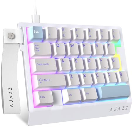 AJAZZ AK029 Wired 29 Keys One-Handed RGB Gaming Keyboard with 8000HZ,0.01mm RT Magnetic Switches Adjustable Actuation,Hotswappable Mechanical Keyboard,Aluminum Plate,Web Driver for Gamers-White