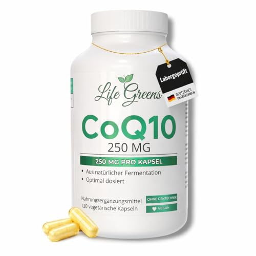Coenzym Q10 250 mg hochdosiert – 120 vegane Kapseln (4-Monats-Vorrat) – Natürlich fermentiertes CoQ10 Ubiquinol – Ohne Gentechnik & unnötige Zusätze