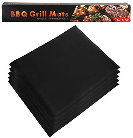 KIMISS Lot de 5 Tapis de Barbecue pour la Cuisson au Gril, Tapis de Barbecue Antiadhésifs Réutilisables pour Une Utilisation Domestique et Extérieure, Convient aux Grils à Gaz et électriques, Taille