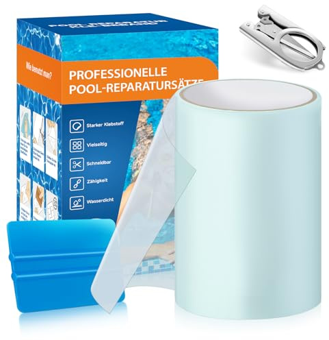 AQhui Kit de Réparation Piscine sous l’Eau - Ruban Adhésif Transparent Extra Large 15cm x 250cm - Rustine Autocollante en PVC Étanche pour Liner de Piscine, Spa Gonflable, Matelas Aquatique