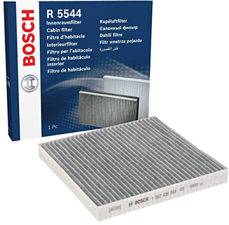 Bosch Filtro Abitacolo ai Carboni Attivi R5544, Filtro di Ricambio - Contro cattivi odori, polline e polvere per un'aria più pulita all'interno del veicolo