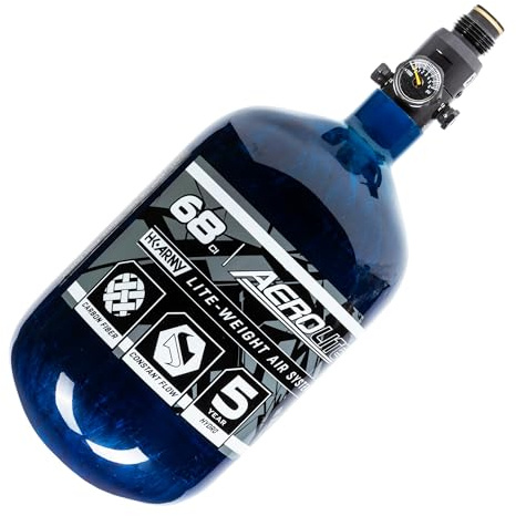 HK Army HSTL HPA Air System - 68ci/4500psi Lightweight Carbon Fiber Tank with 800psi Regulator for Paintball & Airsoft Gear - Blue